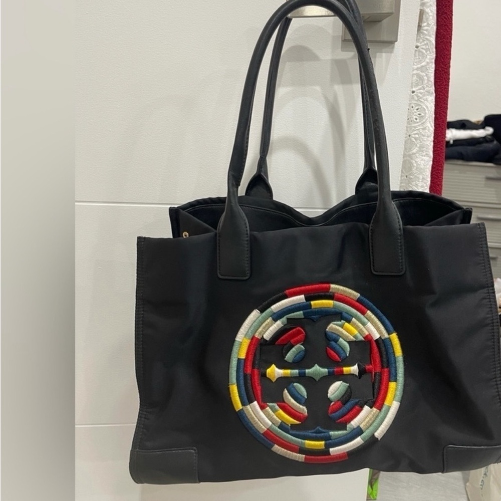 Authentic Tory Burch Collections Black Women's Tote Bag with Multicolor
